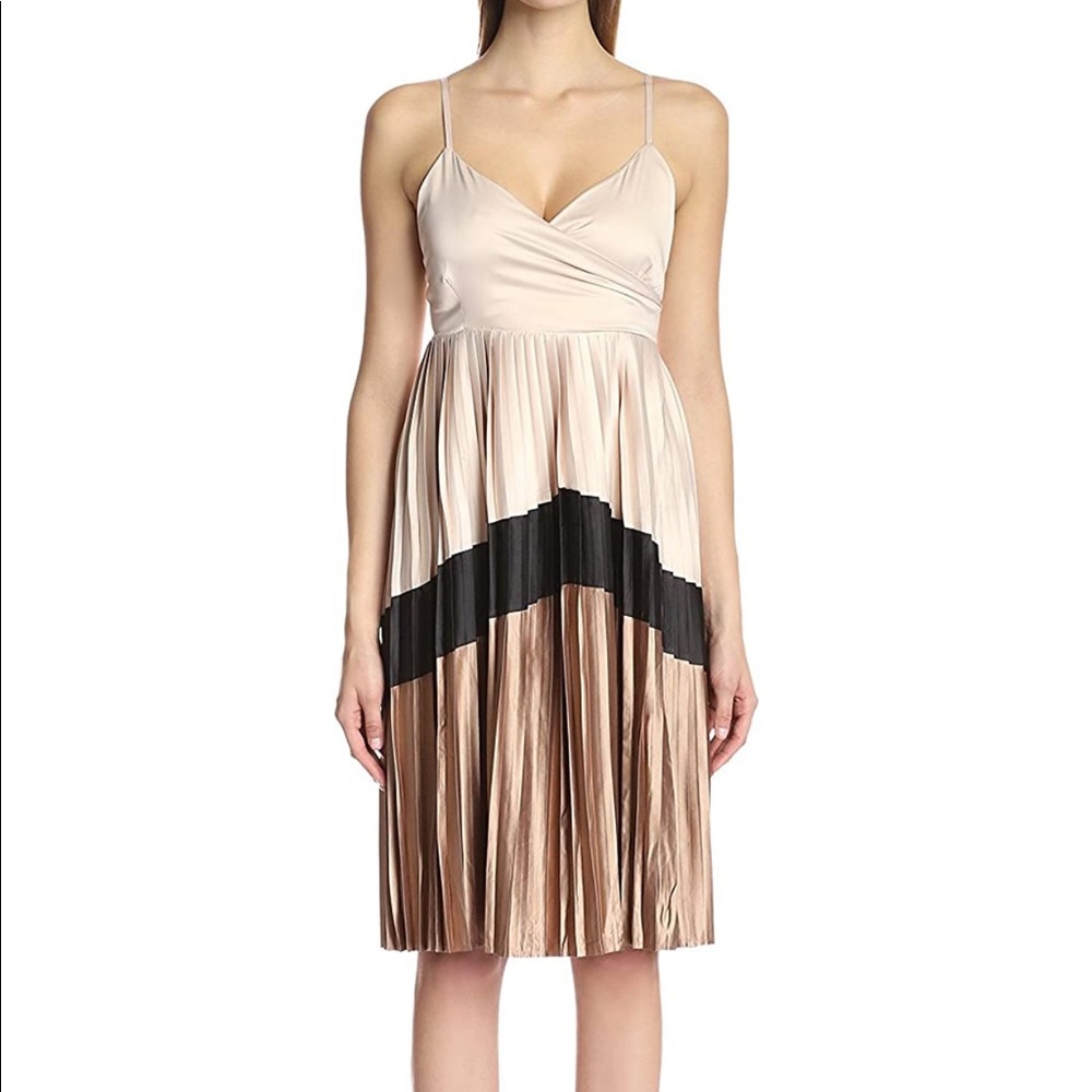 Washed Satin Pleated Midi Dress NWT